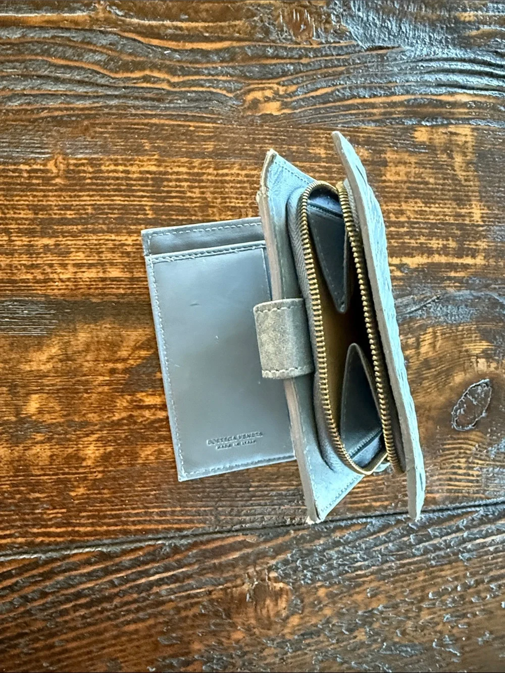 Bottega Veneta Slate Blue Leather Wallet